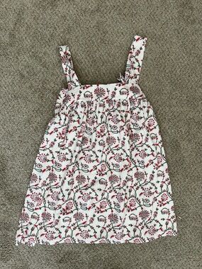 White Floral Sundress with Red & Green Print